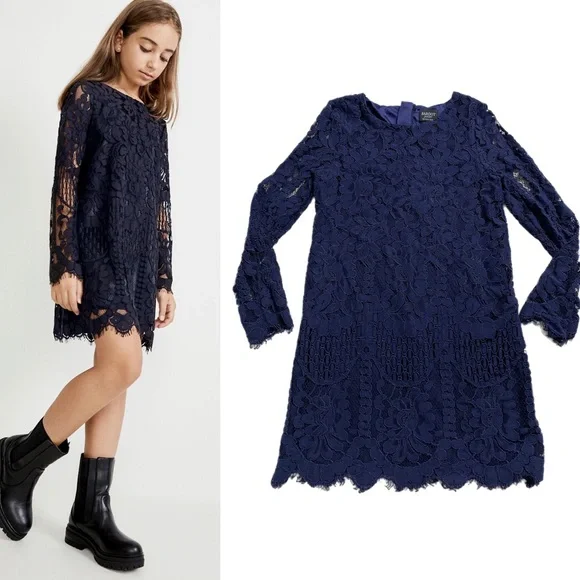 Bardot | Dresses | Bardot Junior Girls Sofia Navy Blue Lace Dress 2 |  Poshmark